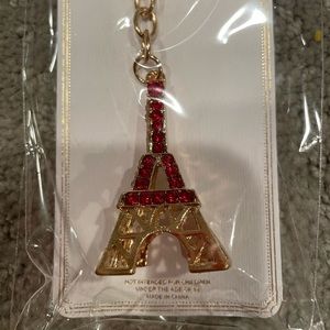NWT Eiffel Tower Key chain with Ted crystals